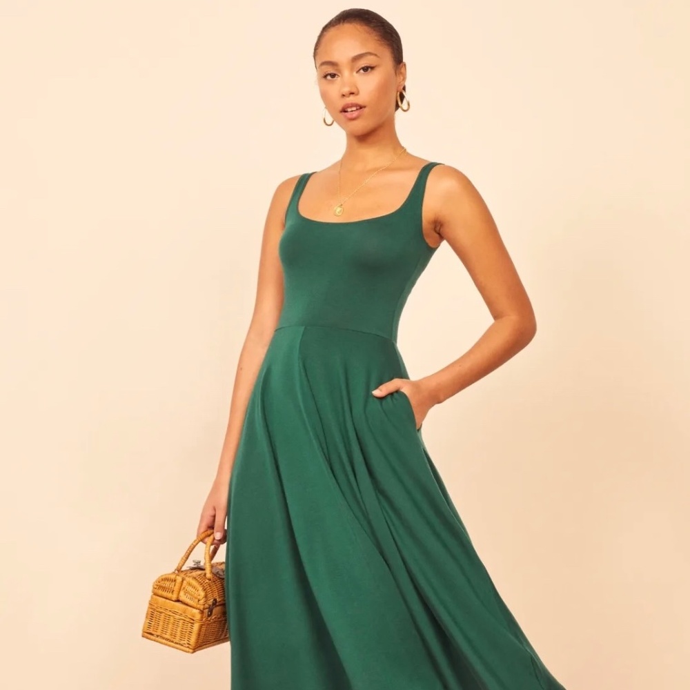 Reformation Rou Knit Dress- Green, Size Large